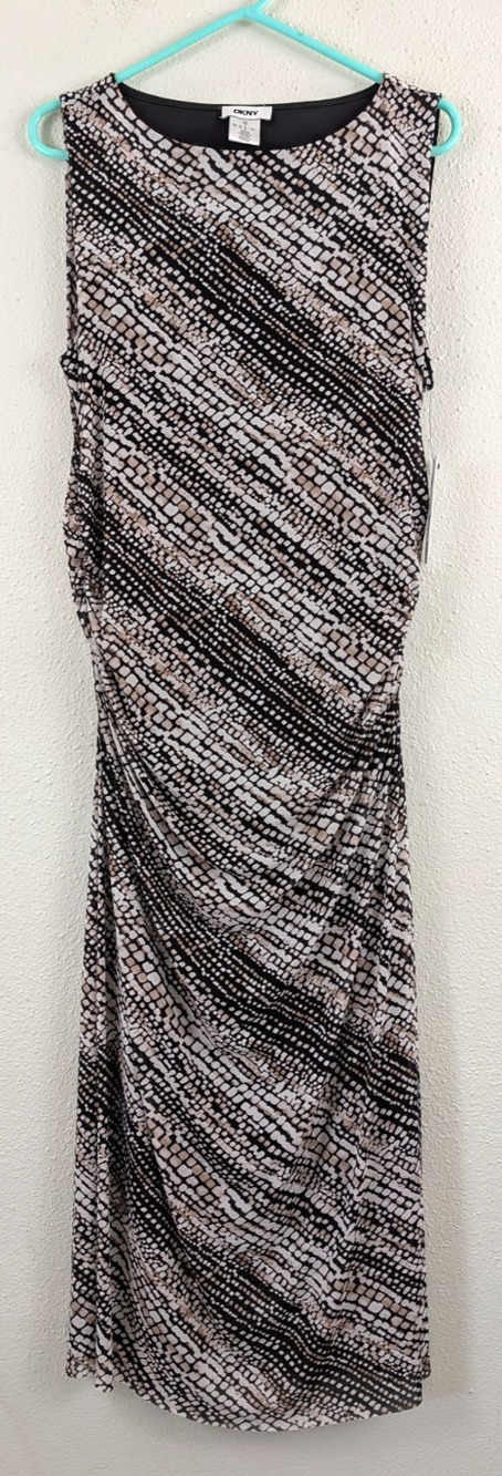 DKNY sz 18 Long Maxi length Dress sleeveless tank ruched colorful lined 1918